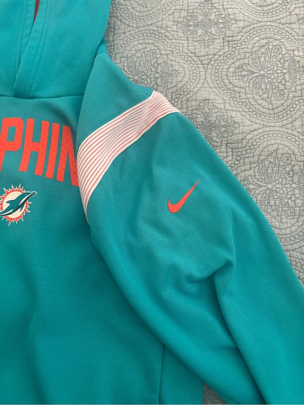 NFL Kids Teal Dolphins Hooded Pullover with Coral Accents